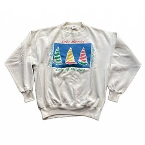 VINTAGE 1990 SAIL BOATS AND LAKES CREWNECK SWEATSHIRT MADE IN THE USA